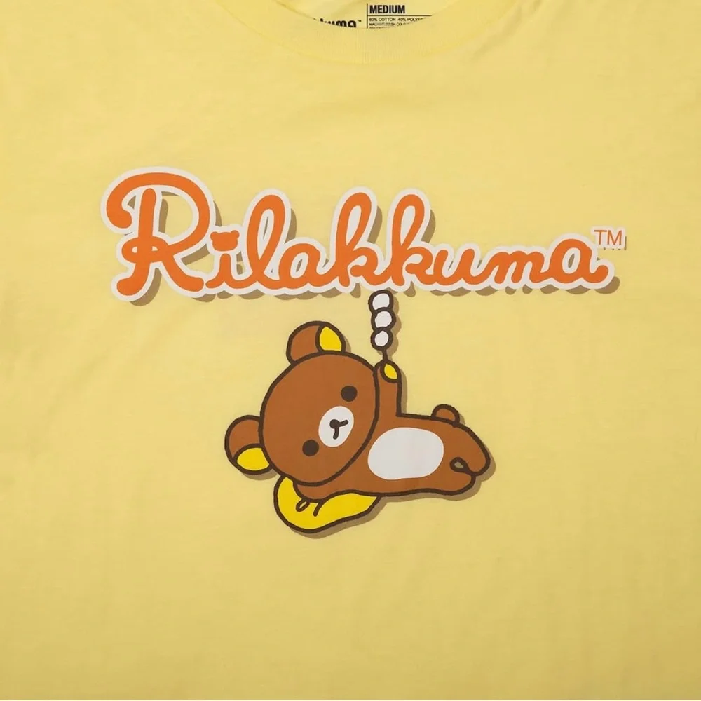 Bioworld Rilakkuma Yellow and Brown Teddy Bear Pajama Short Sleeve Pant Sz XL - Picture 4 of 5